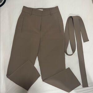 Aritzia Wilfred Taupe Trousers with Button Detail